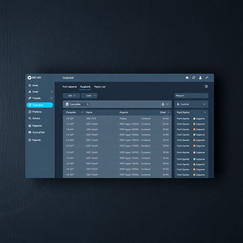REST API-Dashboard mit JSON-Antwort und Endpoint-Liste